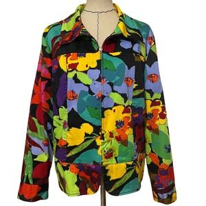 Erin London Multicolor Floral Jacket Women's Large‎ Multi-Season Lightweight